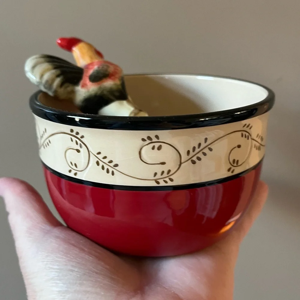 Rooster Ceramic Spoon Handle Butter Knife - Red, Black, Cream